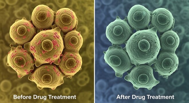 Pharmaceutical Drug Treatment Comparison Illustrating Cellular Recovery and Visible Changes After Medication