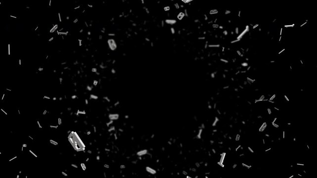 Flying Random Binary Numbers Animation, Artificial Intelligence, on Alpha Channel, Background, Loop
