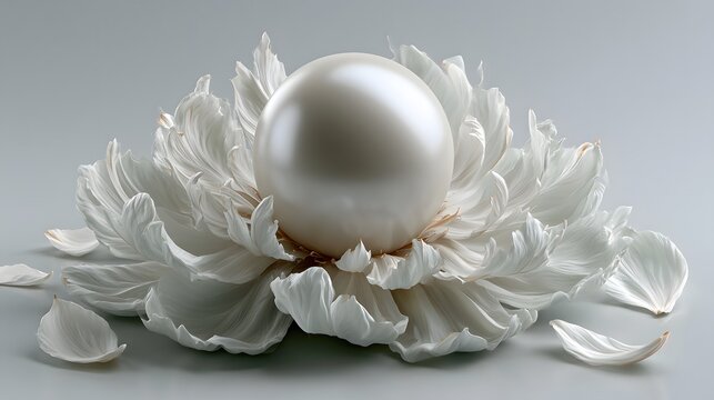Minimalist composition with soft focus on the pearl's surface