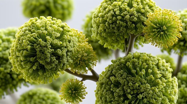Close-up of vibrant green flower clusters