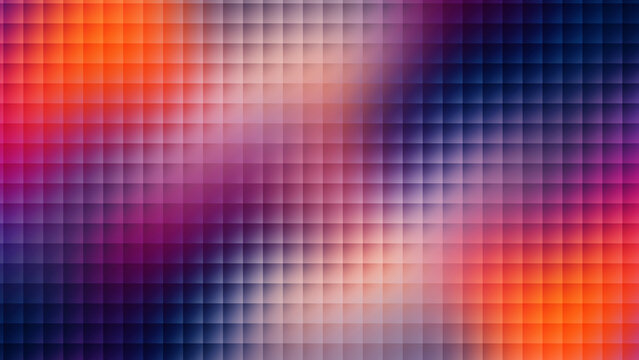 Gradient pixel pattern with shades of purple orange and blue