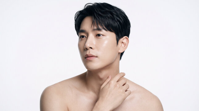 Bare Shoulders Beauty Portrait of Young Korean Man