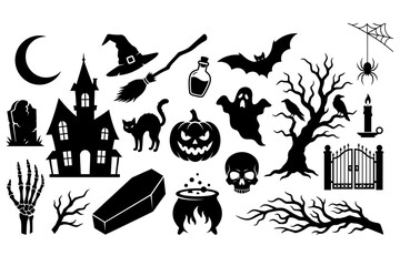 Fototapeta premium Halloween set vector sillhouette halloween set sillhouette vector