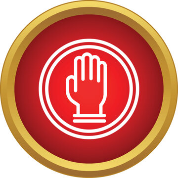 Red circle stop sign showing a white hand symbol for caution