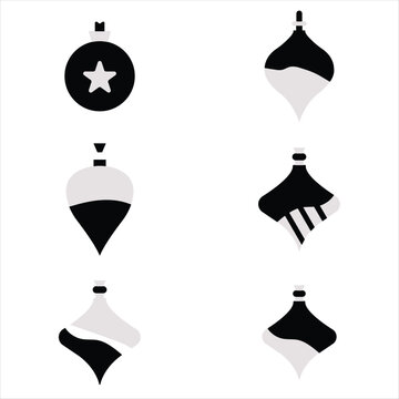 Minimalist Christmas bauble icons and elegant holiday ornament vector set
