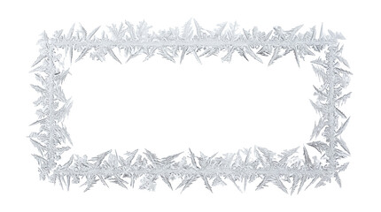 Naklejka premium Rectangular frame of natural frost ice crystals isolated on transparent background