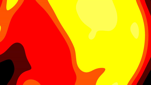 Vibrant red and yellow abstract liquid pop art background with wavy heat map contours