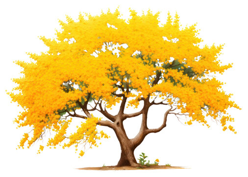 PNG A small Ratchaphruek tree is blooming bright yellow outdoors plant maple.