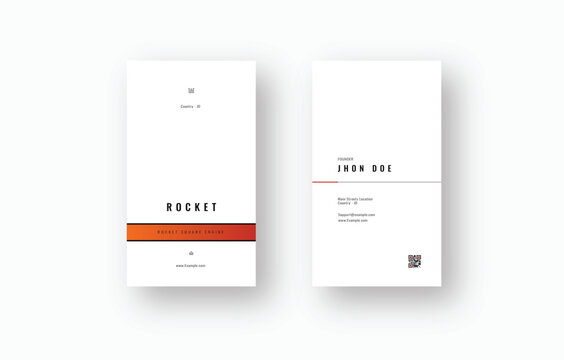 Minimalist White Orange Vertical Business Card Template