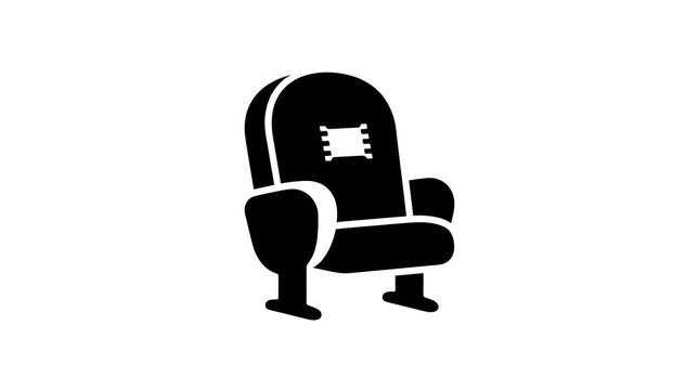 Minimalist cinema theater seat icon showing a plush armchair design for entertainment and movie industry graphic layouts