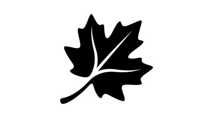 Naklejka premium Minimalist black maple leaf silhouette isolated on white background symbol of autumn nature and seasonal icon illustration