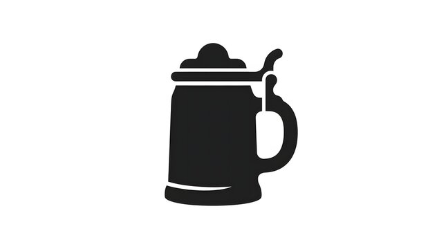 German Beer Stein Icon Silhouette Vector Traditional Tankard Graphic Isolated on White Background