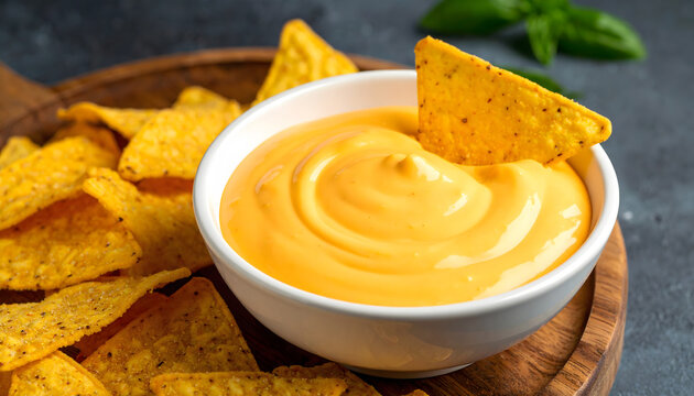 Creamy nachos cheese dip with rich texture, melted cheese, and savory appetizer appeal