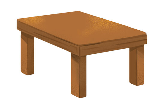 Empty wooden table with thick legs on white background wood grain room element sturdy table graphic design mockup base workspace item piece of furniture