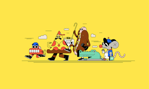 Quirky New York Street Characters &ndash; Colorful Urban Illustration