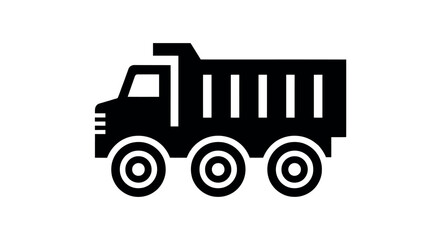 Fototapeta premium Dump Truck Silhouette Icon Heavy Duty Construction Vehicle Illustration Minimalist Industrial Equipment Design for Mining Cargo Transport Material Hauling Automotive Branding Durable Machinery Symbol 