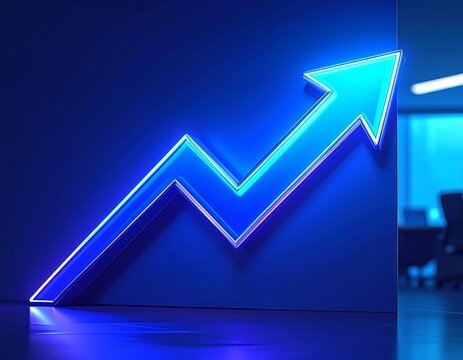 light up arrow dark blue background business growth competition concept