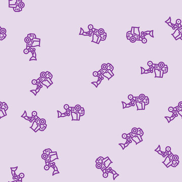 compact loader construction vehicle line seamless pattern compact loader construction vehicle thin line illustration