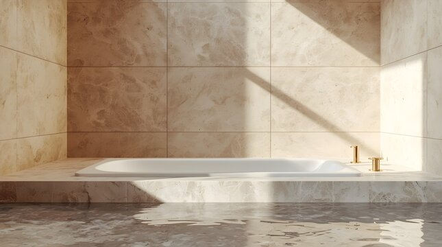 Square Luxury Spa Gallery Background with White Calacatta Marble Ledge for Mockup