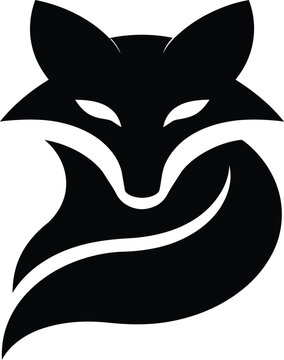 Minimalist fox head silhouette graphic element for modern brand identity and creative vector design projects with silhouette isolated
