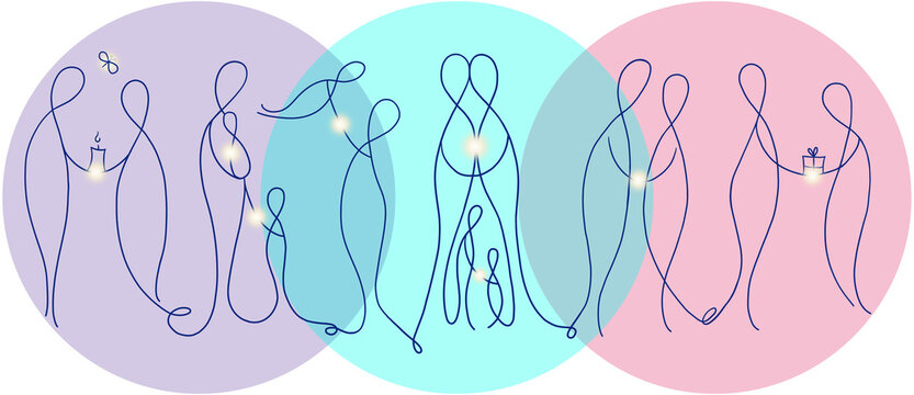 Human connection. Abstract line art illustration.	
