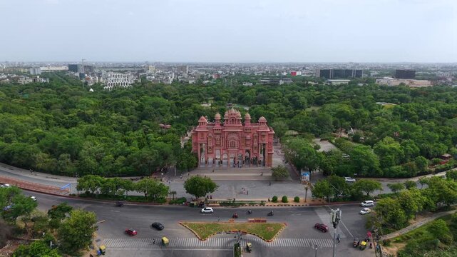 Aerial View of Patrika Gate at Jawahar Circle Jaipur Rajasthan India