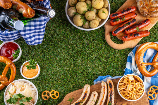 Oktoberfest picnic and barbecue food, Oktoberfest bavarian party menu