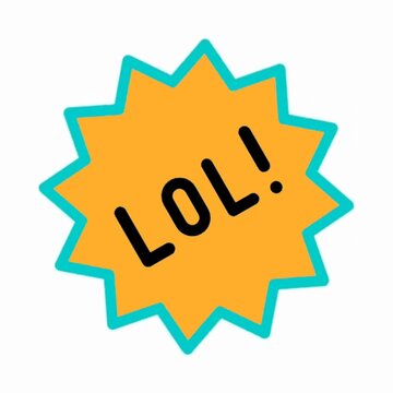 LOL! Laugh Out Loud Starburst Badge, Comic Humor Expression animation