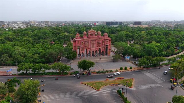 Aerial View of Patrika Gate at Jawahar Circle Jaipur Rajasthan India