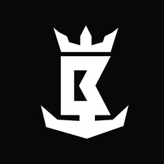 Minimalist white crown anchor letter B logo symbol on black © nfdesign