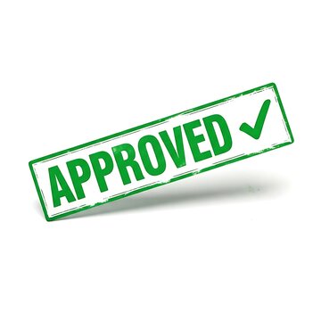 Green approved stamp on white paper roll
