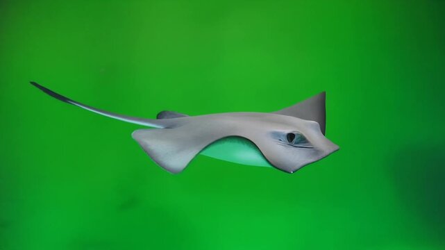 Marine Life Stingray Underwater Motion Isolated Green Screen Footage