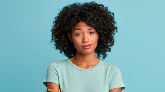 Young woman feeling skeptical questioning with doubt expression