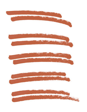 5x doppelte Linien zum Unterstreichen gemalt mit einem Stift in rot braun