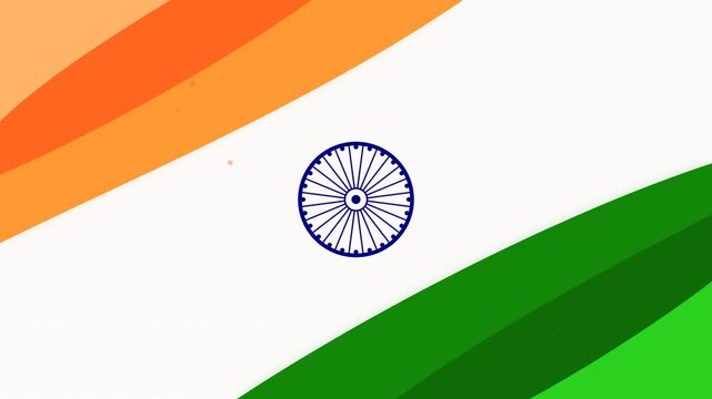 Abstract Indian Flag Tricolor Geometric Background with Ashoka Chakra Wheel for Independence Day and Republic Day Celebrations