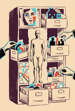 Personal Identity Archived Inside Data Filing Cabinet