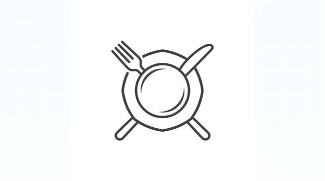 Minimalist line art icon representing a food break or restaurant pause symbol