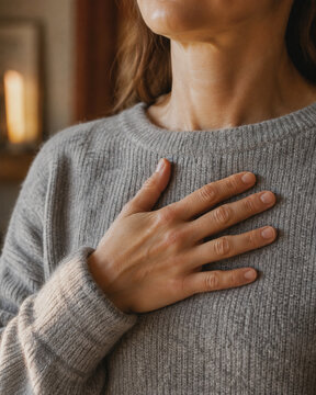 Physical Comfort &mdash; Resting Hand on Chest During Deep Breathing
