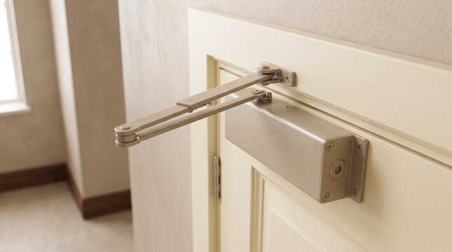 Surface door closer in a renovated public corridor