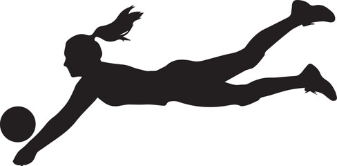 Fototapeta premium Female volleyball player making a defensive save during match