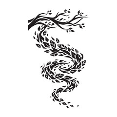 Fototapeta premium Black Dragon Tattoo Design in Black and White Tribal Style Isolated on White Background for Tattoo Art, Body Decoration and Graphic Illustration