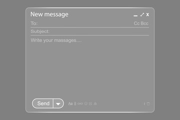 Naklejka premium Glassmorphism new message email windows UI UX interface design elements vector template