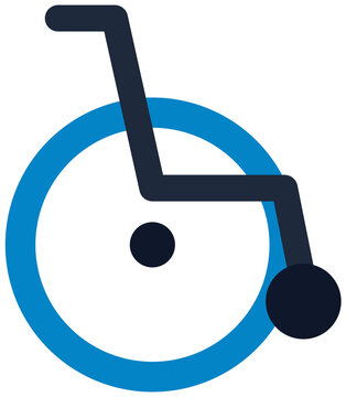 Wheelchair accessibility icon representing mobility support on transparent background