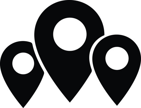 Multiple location pins symbol isolated on a transparent background