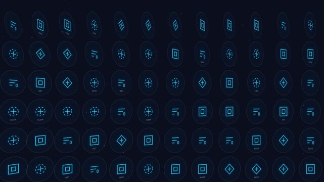 3D flip icon animation rotates smoothly on digital wall for UI design and tech presentations