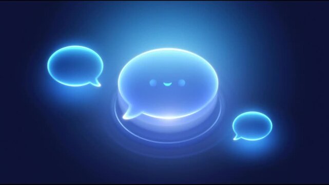 Innovation technology blue glowing chat bubble animation