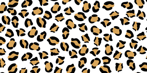 black, white, and orange leopard print pattern on the ground, flat illustration style, vector graphics, simple lines, minimalism, no shadows, white background, high resolution © Ali