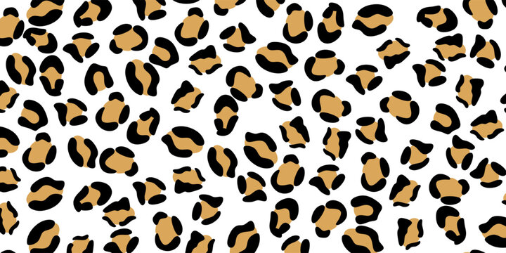 black, white, and orange leopard print pattern on the ground, flat illustration style, vector graphics, simple lines, minimalism, no shadows, white background, high resolution
