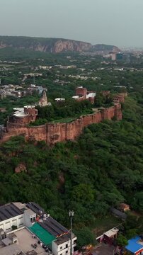 Vertical Aerial View of Moti Dungri Fort Jaipur Rajasthan India