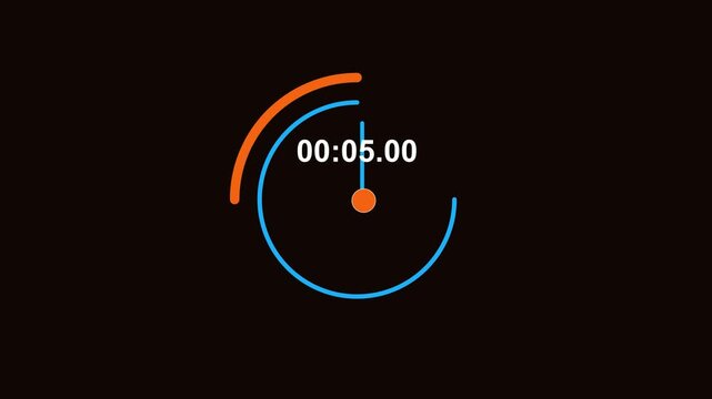 Modern digital timer animation with a blue circle and an orange progress indicator on a dark background showing elapsed time a precise measurement tool for various